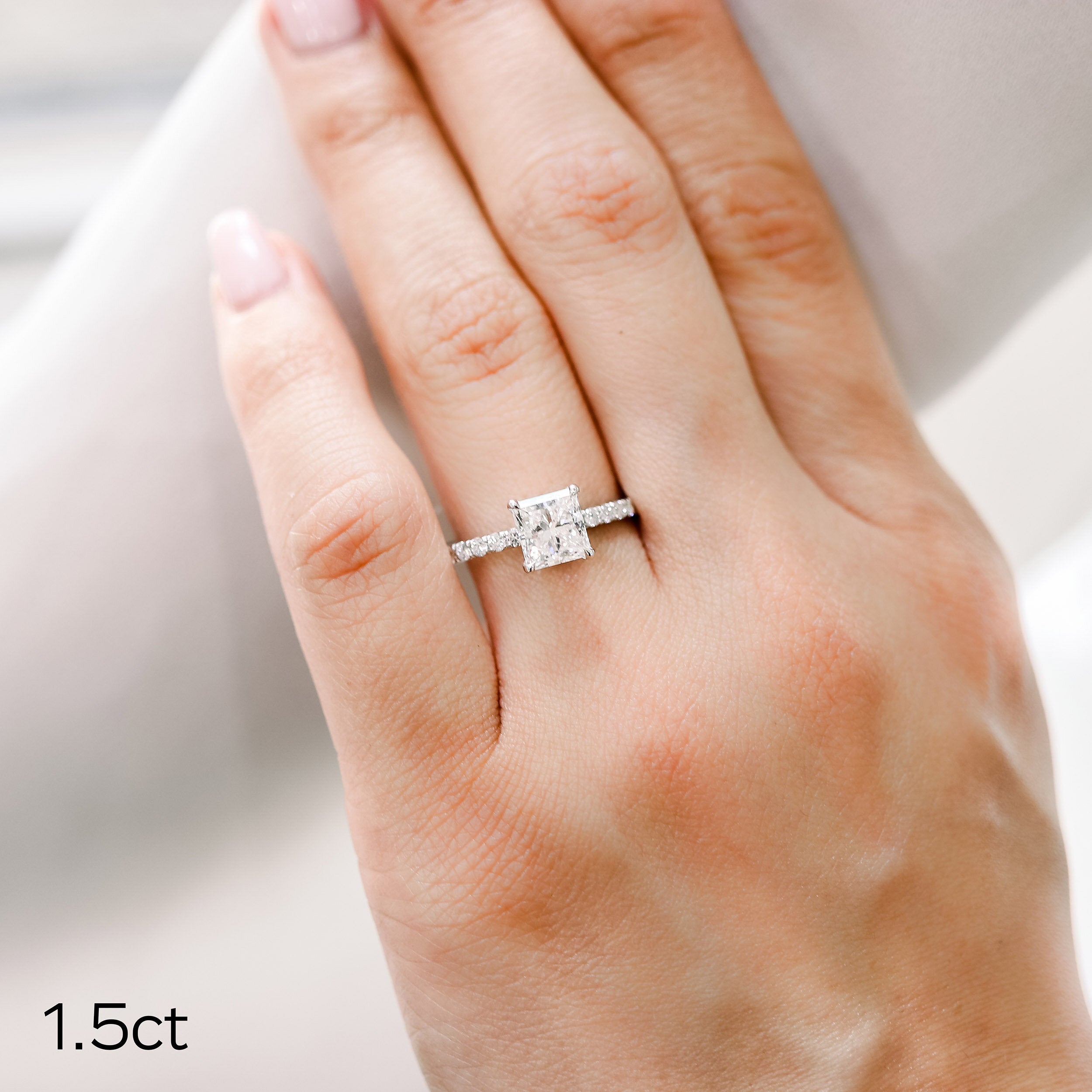 1.50CT Princess Cut Moissanite Solitaire Engagement Ring – Darby