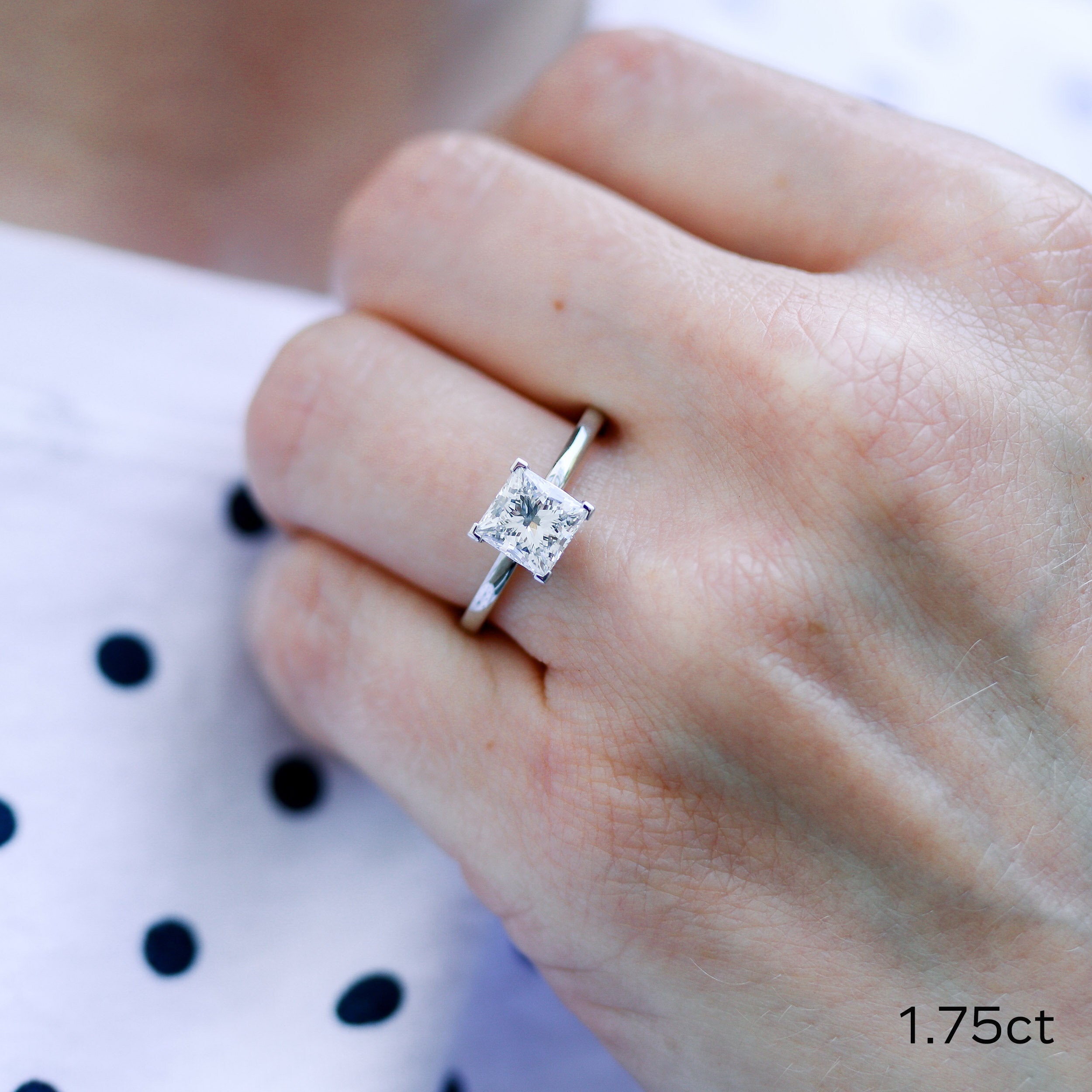 1.75ct Princess Cut Moissanite Solitaire Engagement Ring – Darby