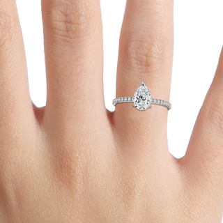 1.90 CT Pear Moissanite Pave Engagement Ring