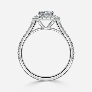 1.50 CT Radiant  Moissanite Halo & Pave Engagement Ring