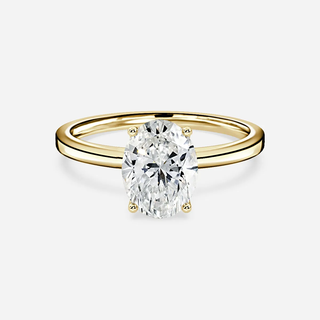 2.0 CT-2.10 CT Oval Moissanite Hidden Halo Engagement Ring