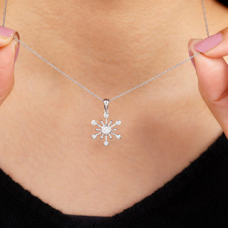 0.25 TCW Round Cut Unique Snowflake Moissanite Diamond Necklace