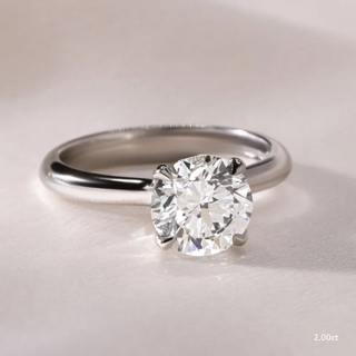 1.0 CT - 2.0 CT Round Moissanite Solitaire Engagement Ring