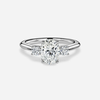 1.0 CT Oval Cut Moissanite Three Stone Bridal Ring Set