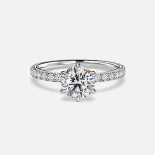 0.70 CT Round Moissanite Pave Engagement Ring