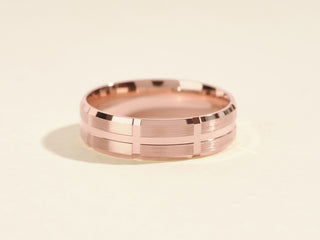 Grooved Block Detailed Men's Wedding Band