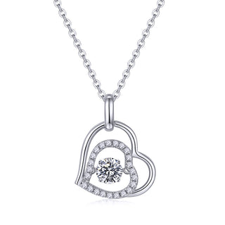 0.50 CT Round Moissanite Diamond Heart Shaped Pendant Necklace