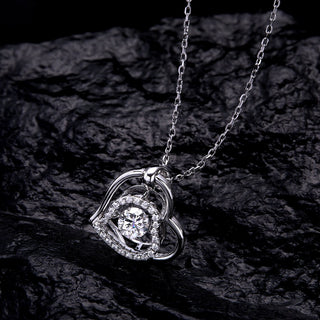 0.50 CT Round Moissanite Diamond Heart Shaped Pendant Necklace