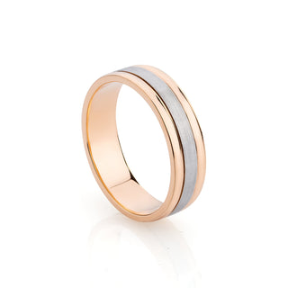 Two Tone Matte and Polished Finish Men's Wedding Band