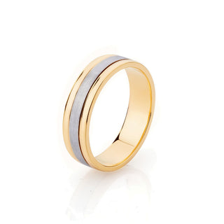 Two Tone Matte and Polished Finish Men's Wedding Band