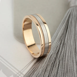 Unique Two Tone Men's Wedding Band