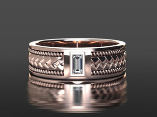 0.16 CT Baguette Cut Moissanite Braided Men's Wedding Band