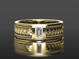 0.16 CT Baguette Cut Moissanite Braided Men's Wedding Band