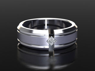 0.10 CT Princess Cut Moissanite Men's Wedding Band