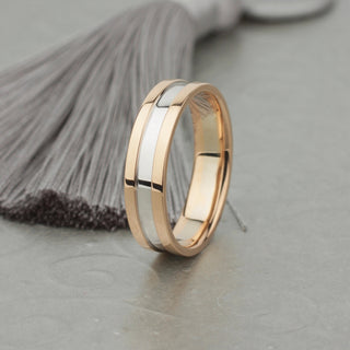 Striking Two-Tone Look Men's Wedding Band