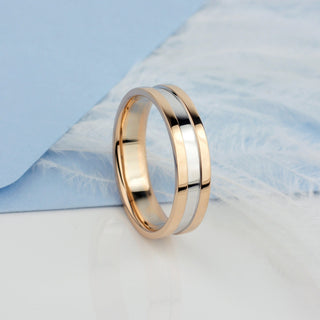 Striking Two-Tone Look Men's Wedding Band