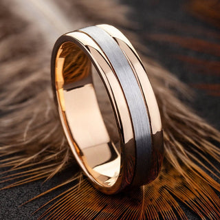 Two Tone Matte and Polished Finish Men's Wedding Band