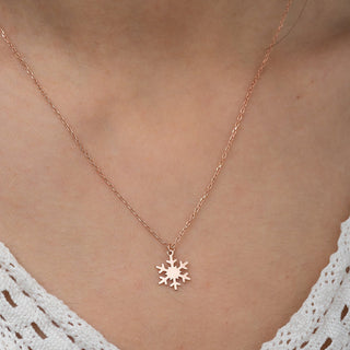 Solid Plain Gold Snowflake Pendant Necklace