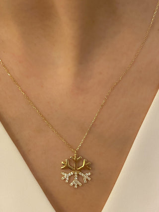 0.25 TCW Round Cut Snow Flake Moissanite Diamond Necklace