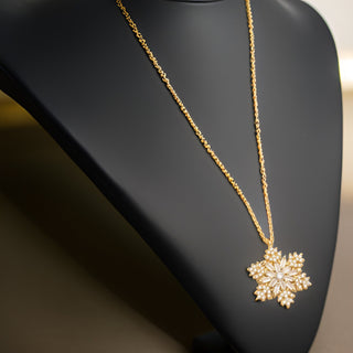 0.80 TCW Round & Baguette Cut Snow Flake Moissanite Diamond Necklace