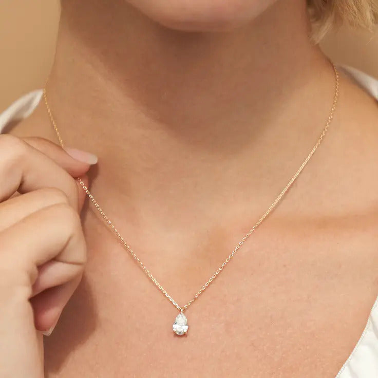 Pear solitaire deals necklace