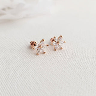 1.0 TCW Marquise Moissanite Flower Minimalist Earrings