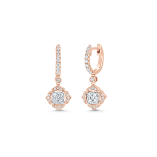 0.58 TCW Round Moissanite Diamond Drop Huggie Earrings