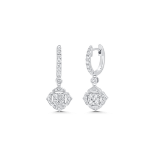 0.58 TCW Round Moissanite Diamond Drop Huggie Earrings