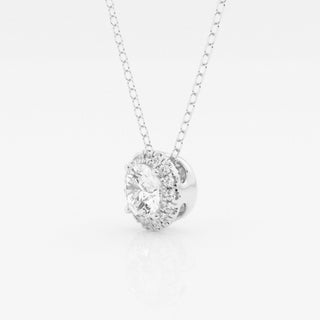 0.50 CT Round Moissanite Diamond Halo Necklace