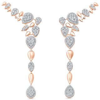 3.17 TCW Round Moissanite Diamond Ear Crawler Drop Earrings