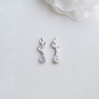 3.0 TCW Pear & Marquise Leaf Drop Earrings