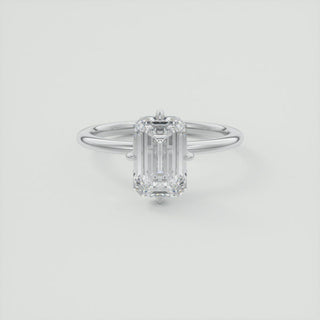 2CT Emerald Cut Moissanite Solitaire Engagement Ring