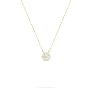 0.21 TCW Round Moissanite Flower Pendant Necklace