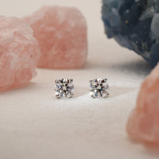 1.0 TCW Round Moissanite Diamond Solitaire Stud Earrings