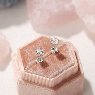 1.0 TCW Round Moissanite Diamond Solitaire Stud Earrings