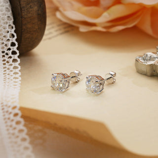 1.0 TCW Round Moissanite Diamond Solitaire Stud Earrings