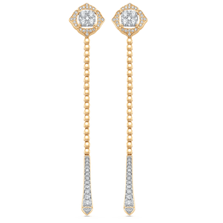 0.75 TCW Round Moissanite Diamond Long Drop Earrings